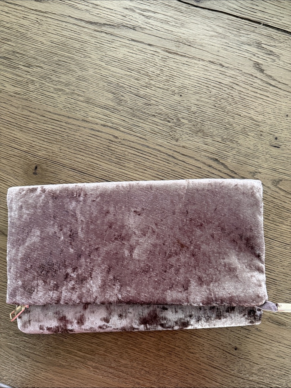 Plush Velvet Fold-Over Clutch - Dusky Pink